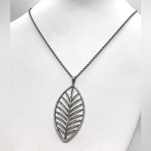 Pandora Sterling Silver 925 ALE CZ Stone Palm Leaf Pendant Necklace #390370CZ